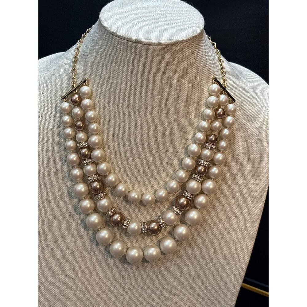 Vintage Kate Spade Faux Pearl Multi Strand Necklace - Picture 9 of 10